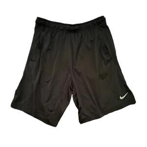 Nike Black Athletic Shorts with White Logo - L